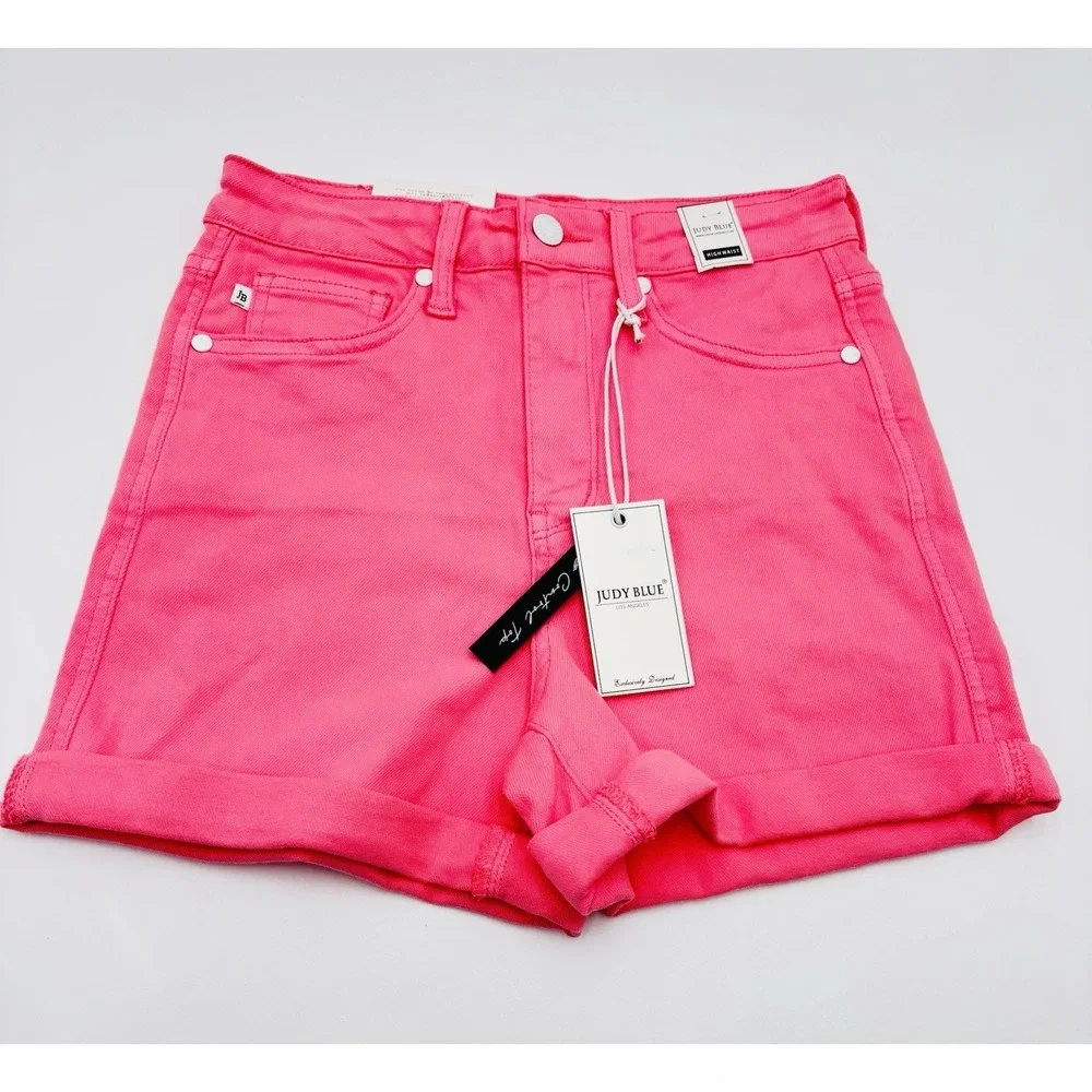 Judy Blue Shorts Womens S Pink High Waist Garment Dyed Stretch Denim NWT‎